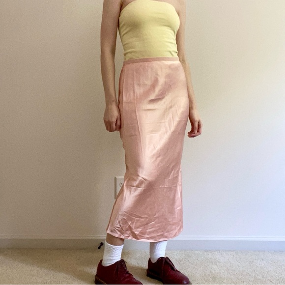 NWT J. Crew Gwyneth Bias Cut Midi Slip Skirt in Peach Charmeuse - Picture 4 of 5